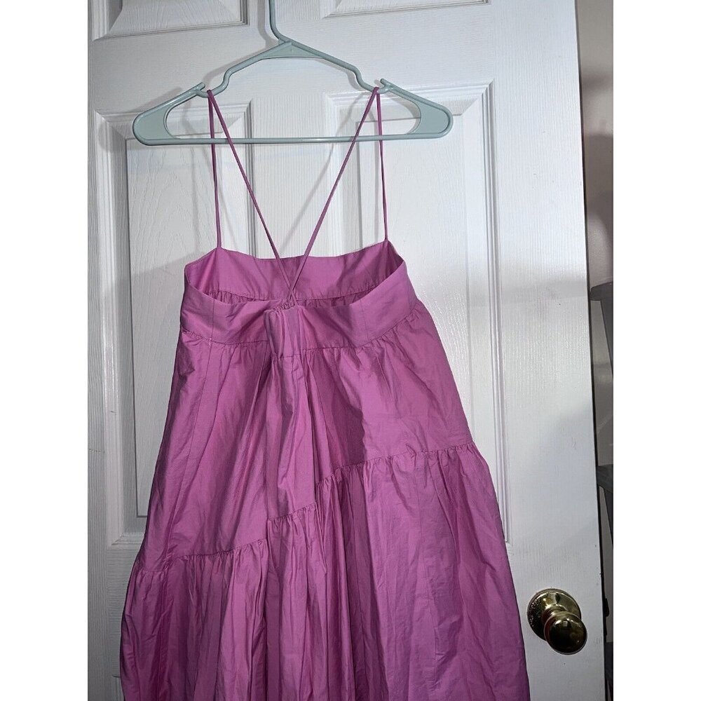 NWT MNG Mango ORGANIC COTTON Pink Sleeveless Parachute Maxi Dress Sz 8 - Picture 16 of 16